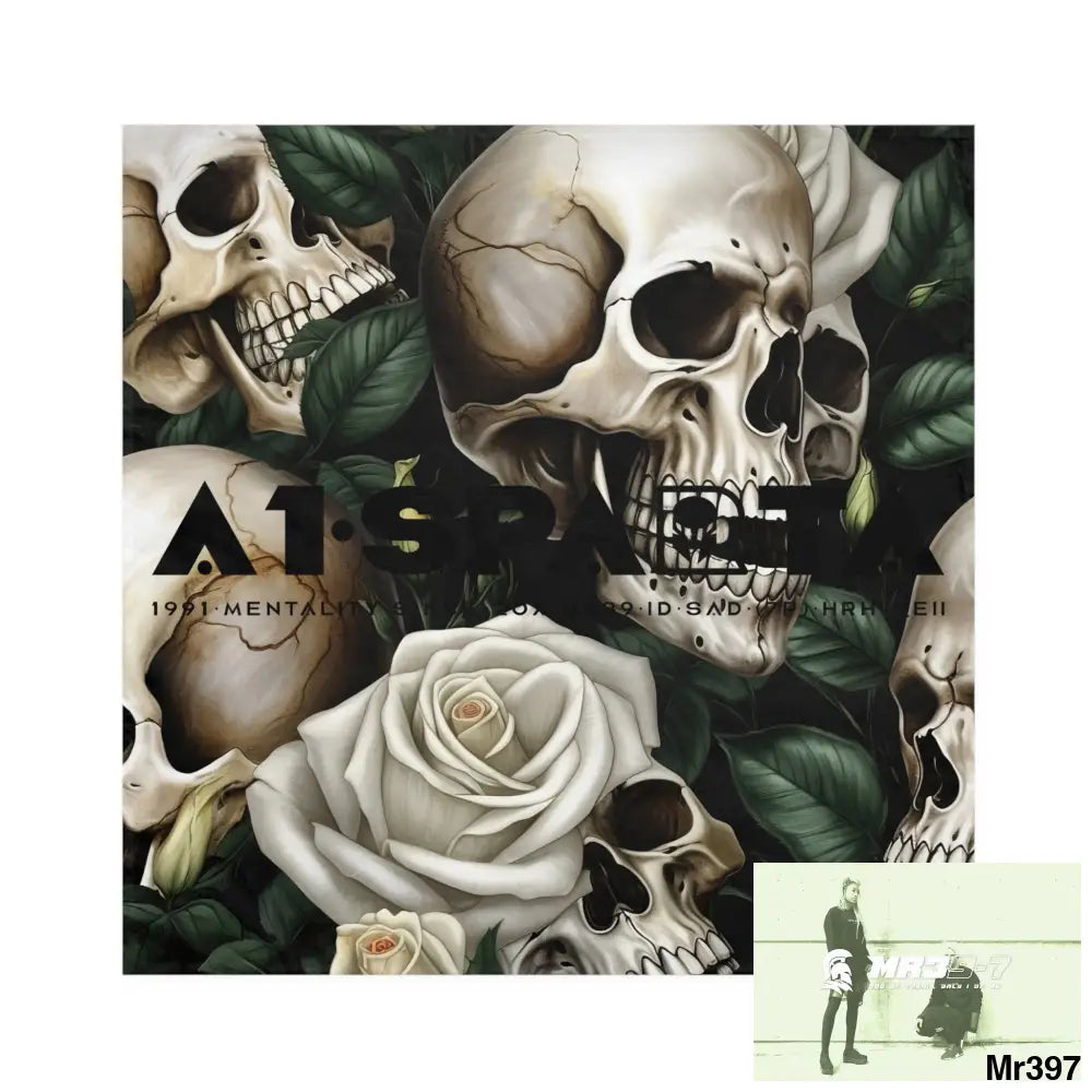 A1- Sparta Gothic Skulls & Roses Napkins 4-piece set / White / 19’’ × 19’’ Accessories