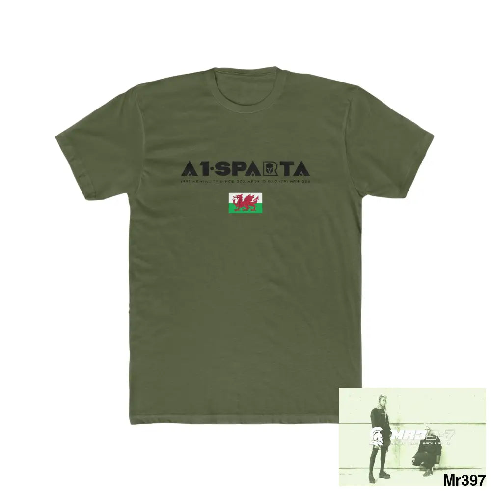 A1-Sparta Gwynedd - Barmouth Men’s Cotton CrewTee Solid Military Green / XS T-Shirt