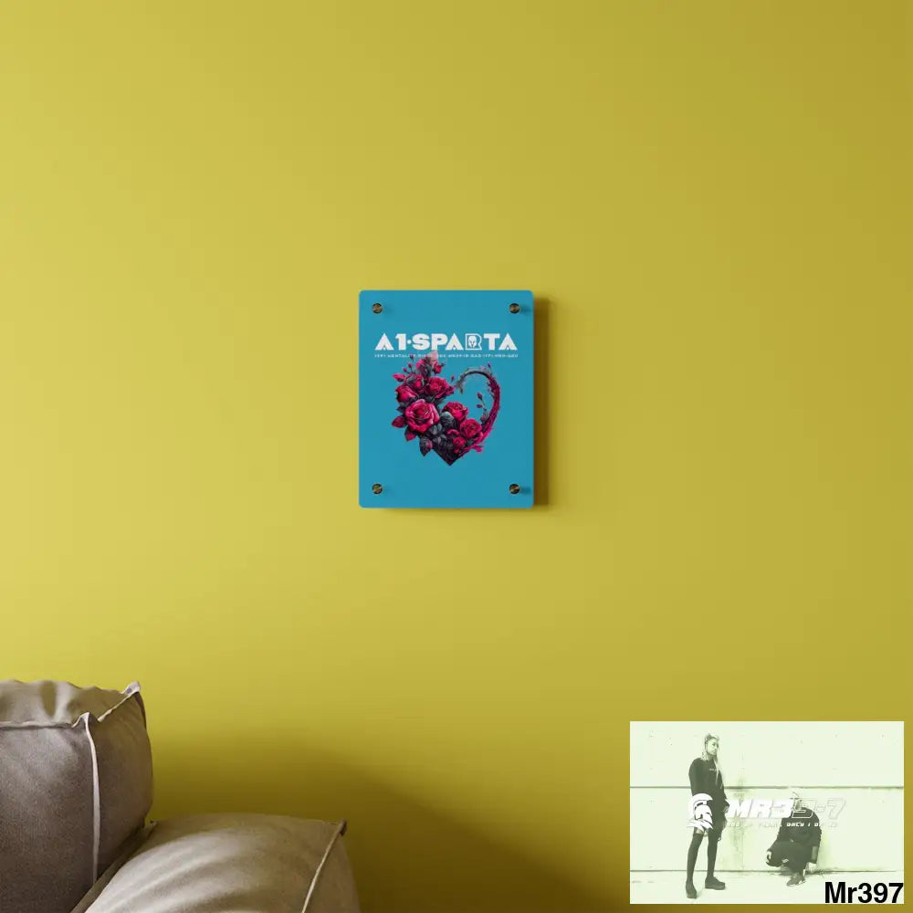 A1-Sparta Heart made of Pink Roses on Black Background Acrylic Wall Art Panels Home Decor