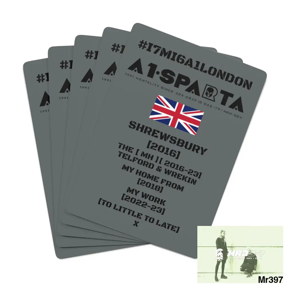 A1-Sparta #I7MI6A1London Shrewsbury MH,My Home My Work Ltd Edition Custom Poker Cards 2.47’’ x 3.47’’ / White / Semi