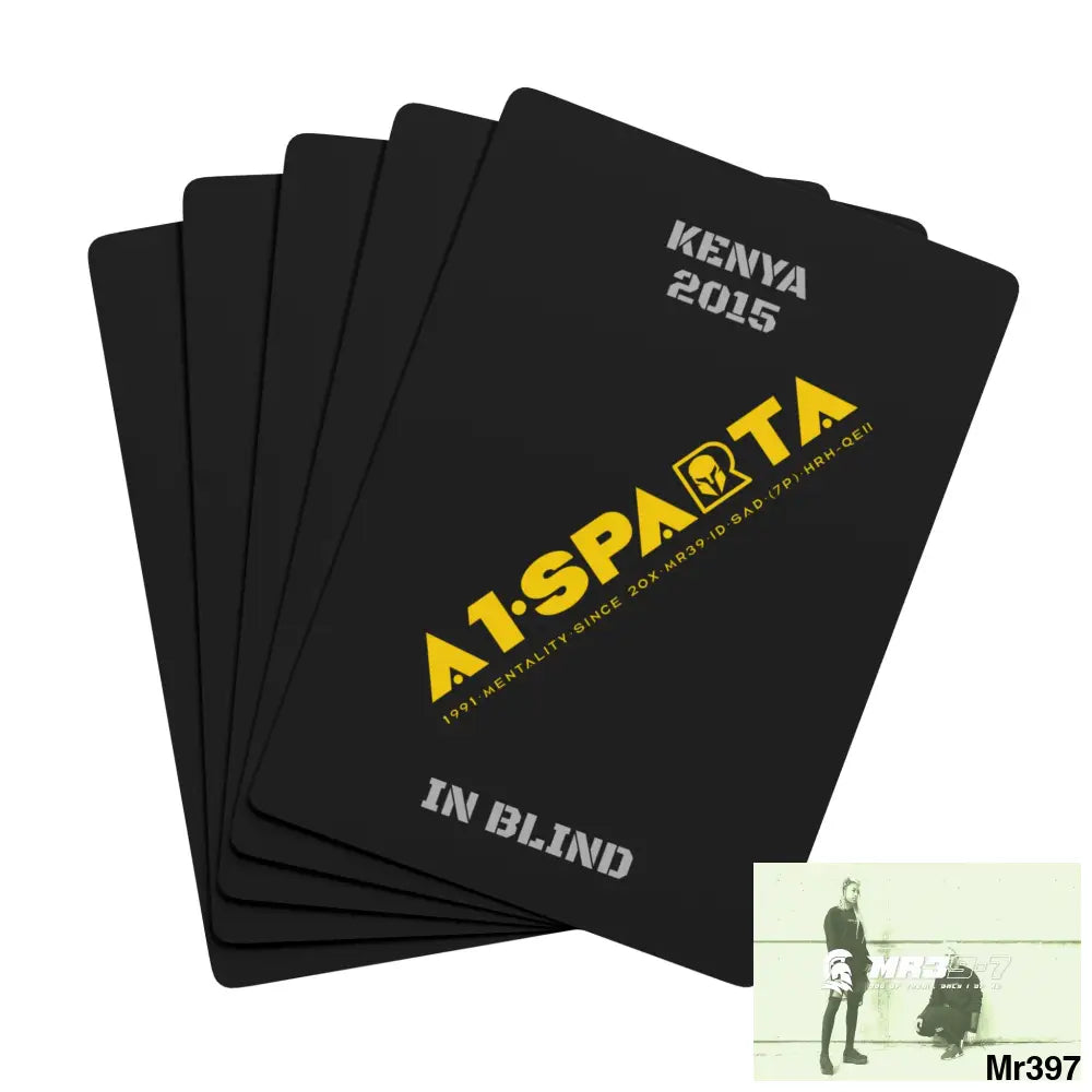 A1•Sparta Kenya In Blind Ltd Edition Custom Poker Cards 2.5’’ x 3.5’’ / White / Semi Glossy Paper products