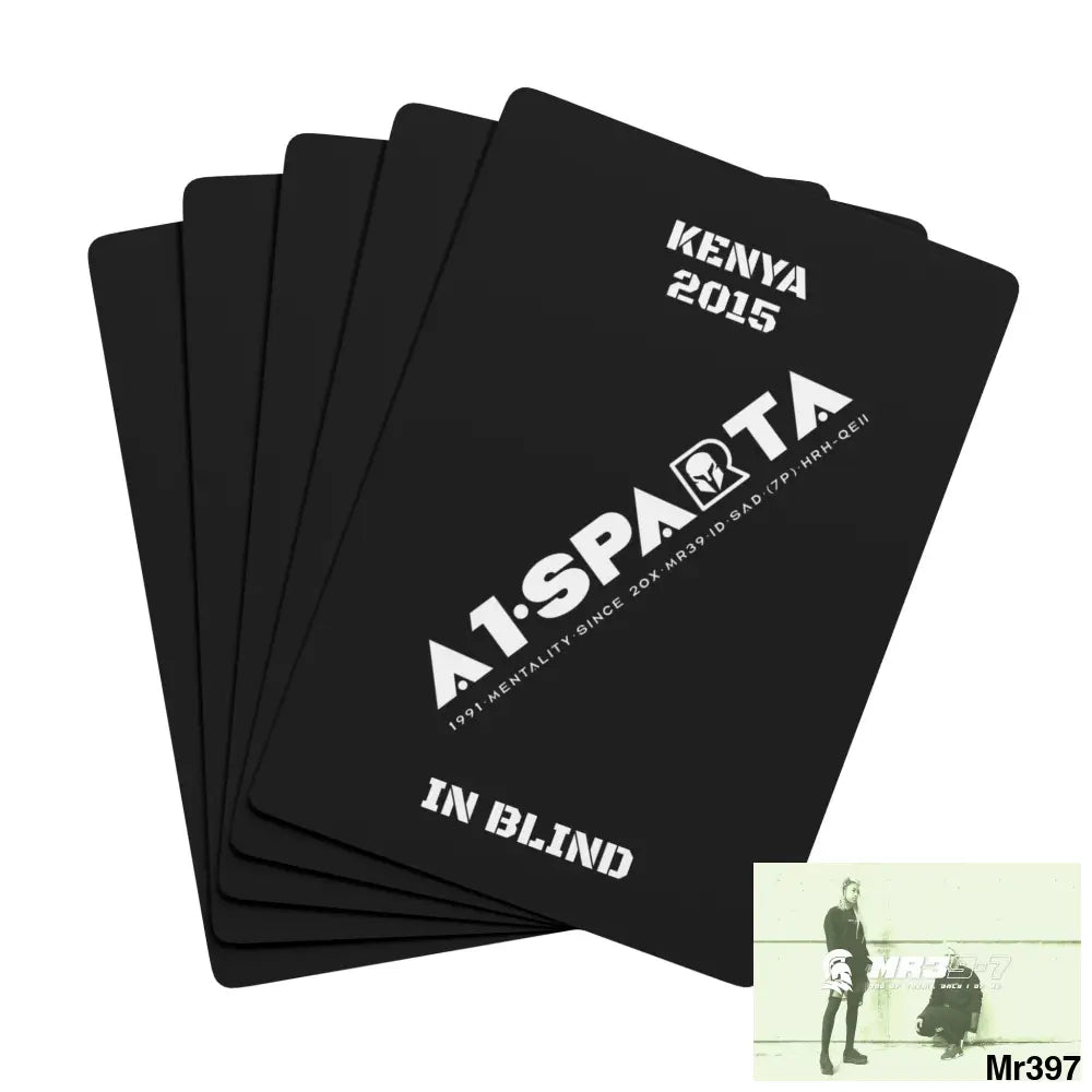 A1•Sparta Kenya In Blind Ltd Edition Custom Poker Cards 2.5’’ x 3.5’’ / White / Semi Glossy Paper products