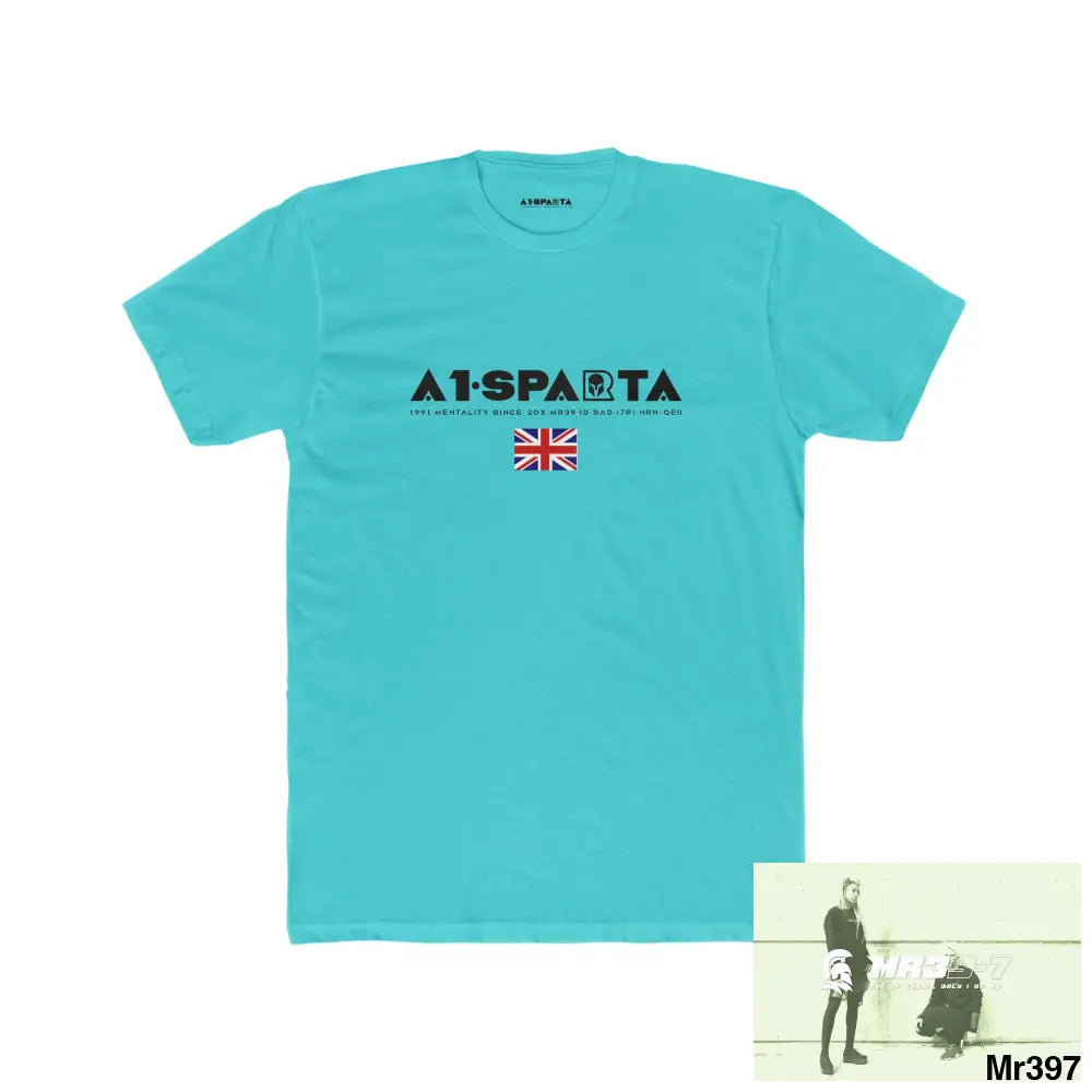 A1•Sparta Kenya In Blind My Pain Management Black Snake Men’s Cotton Crew Tee Solid Tahiti Blue / S T-Shirt