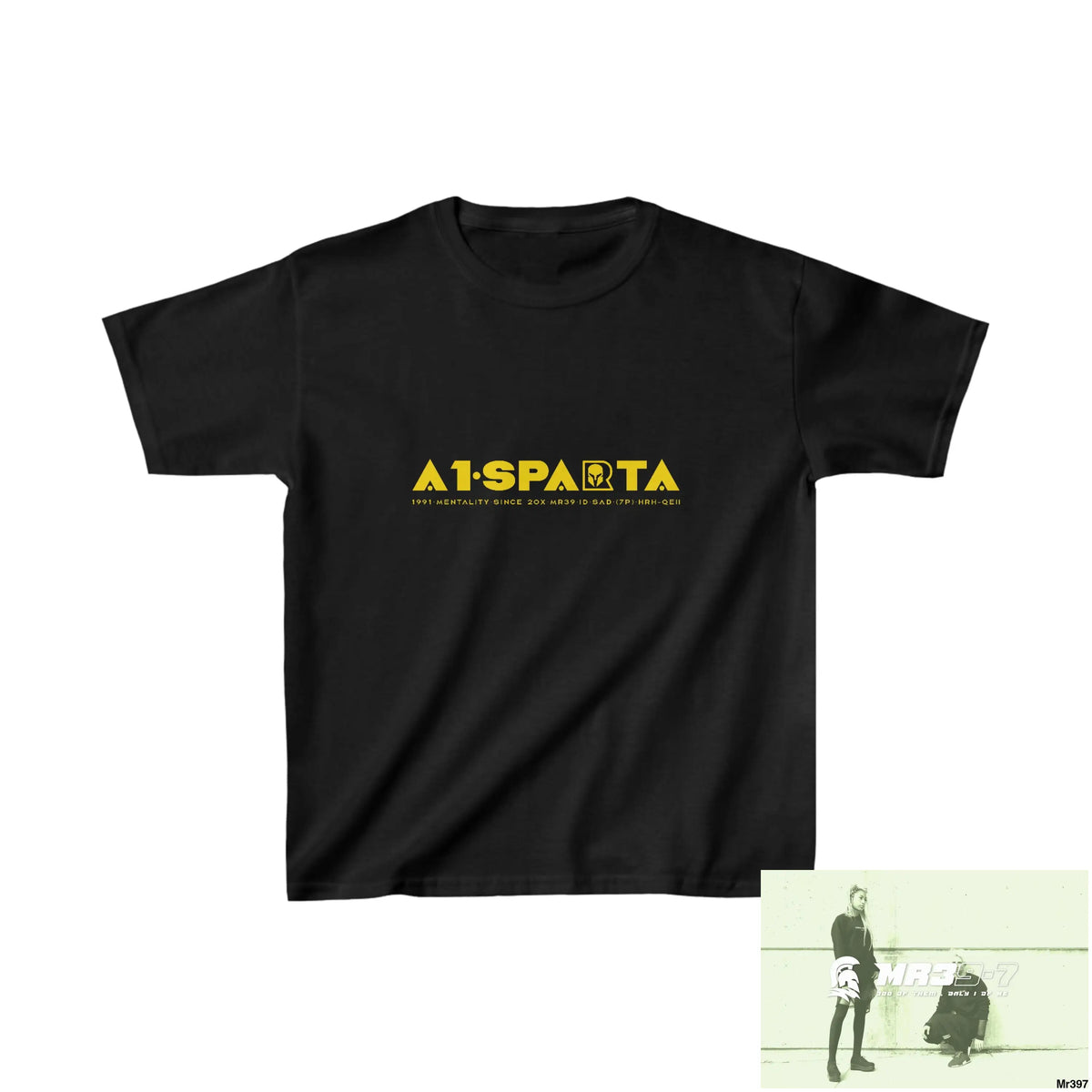 A1-Sparta - Kids Heavy Cotton™ Tee XS / Black Kids clothes