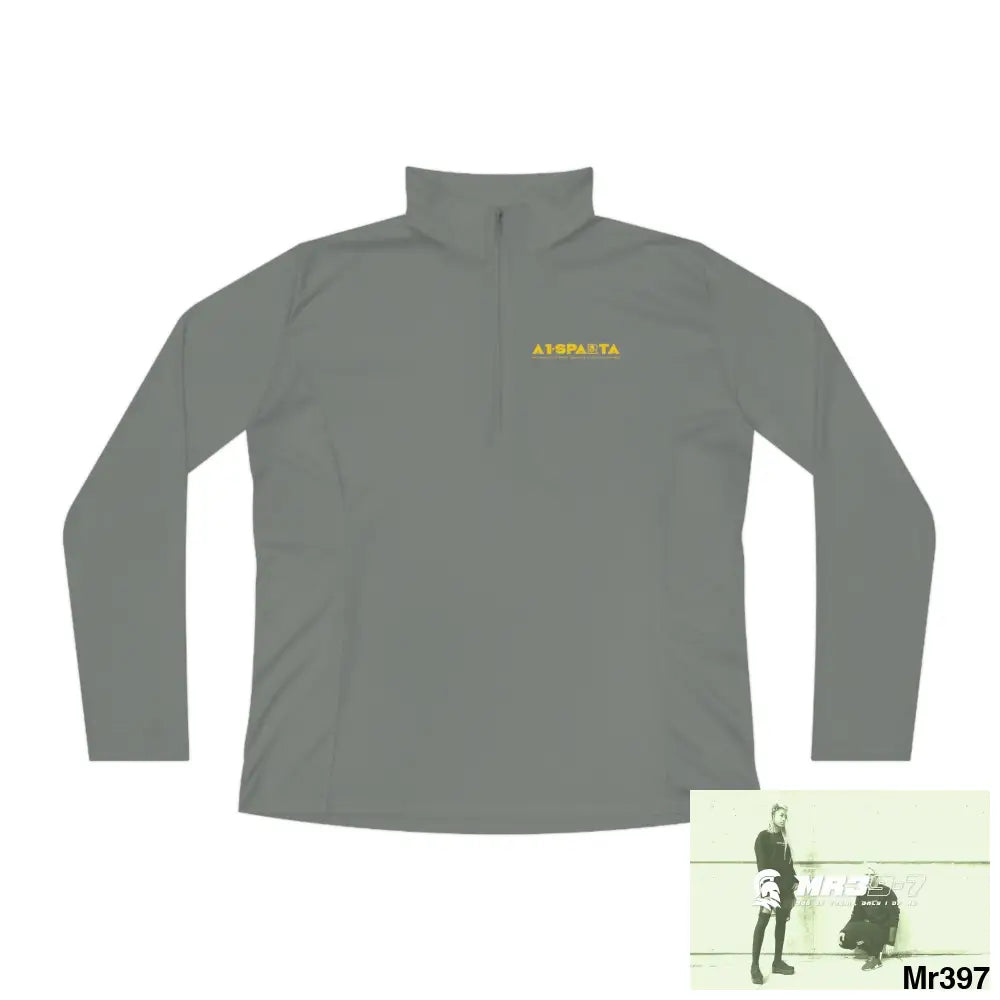 A1- Sparta -Ladies Quarter-Zip Pullover Grey Concrete / S Long-sleeve