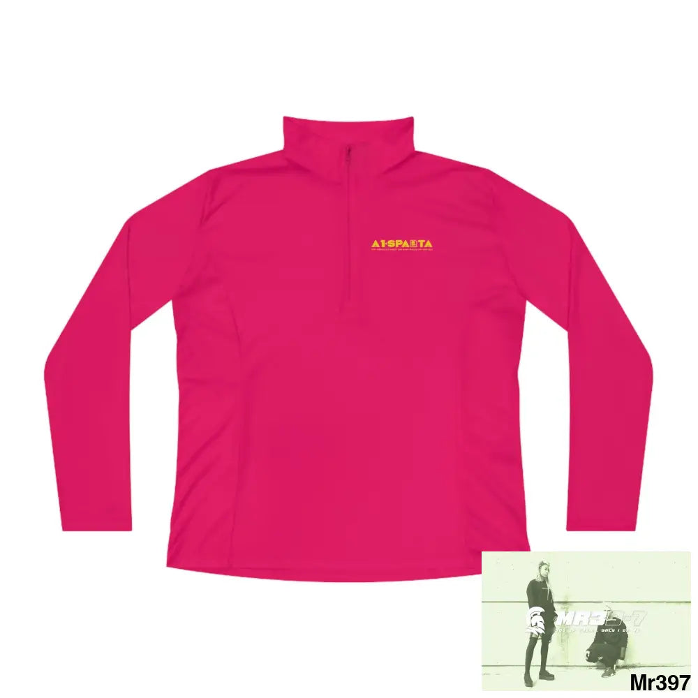 A1- Sparta -Ladies Quarter-Zip Pullover Pink Raspberry / S Long-sleeve