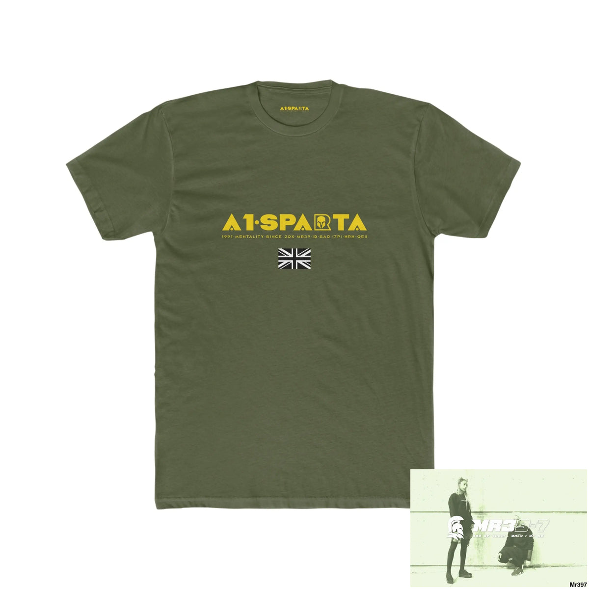A1•Sparta My life My Deaths Their Plans Failed. Men’s Cotton Crew Tee Solid Military Green / XS T-Shirt