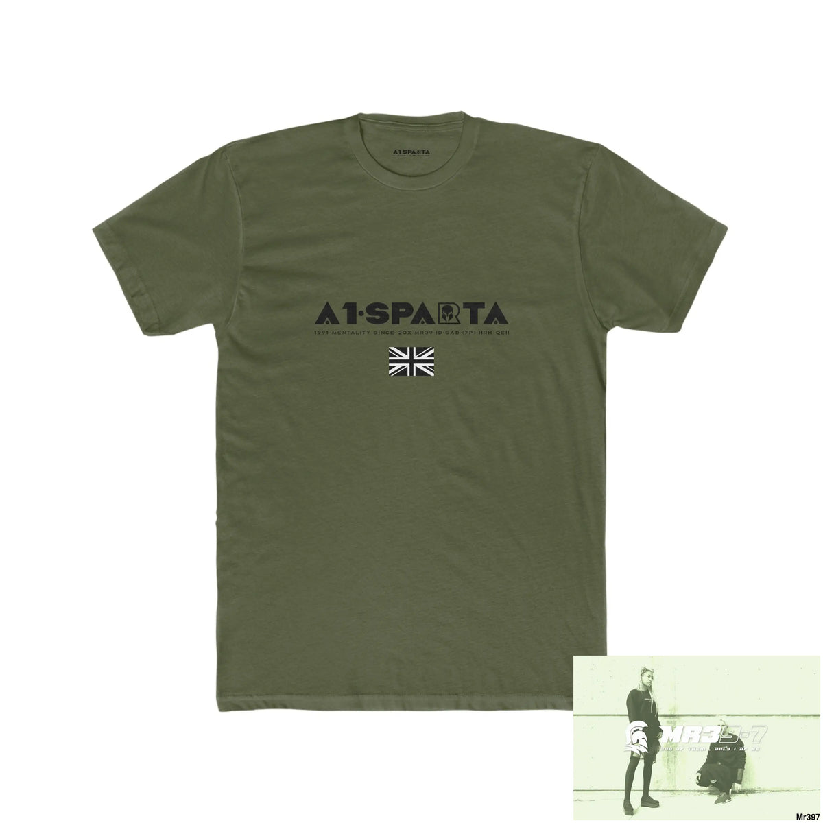 A1-Sparta My Life My Deaths Their Plans Failed Tactical GB Men’s Cotton Crew Tee Solid Military Green / XS T-Shirt