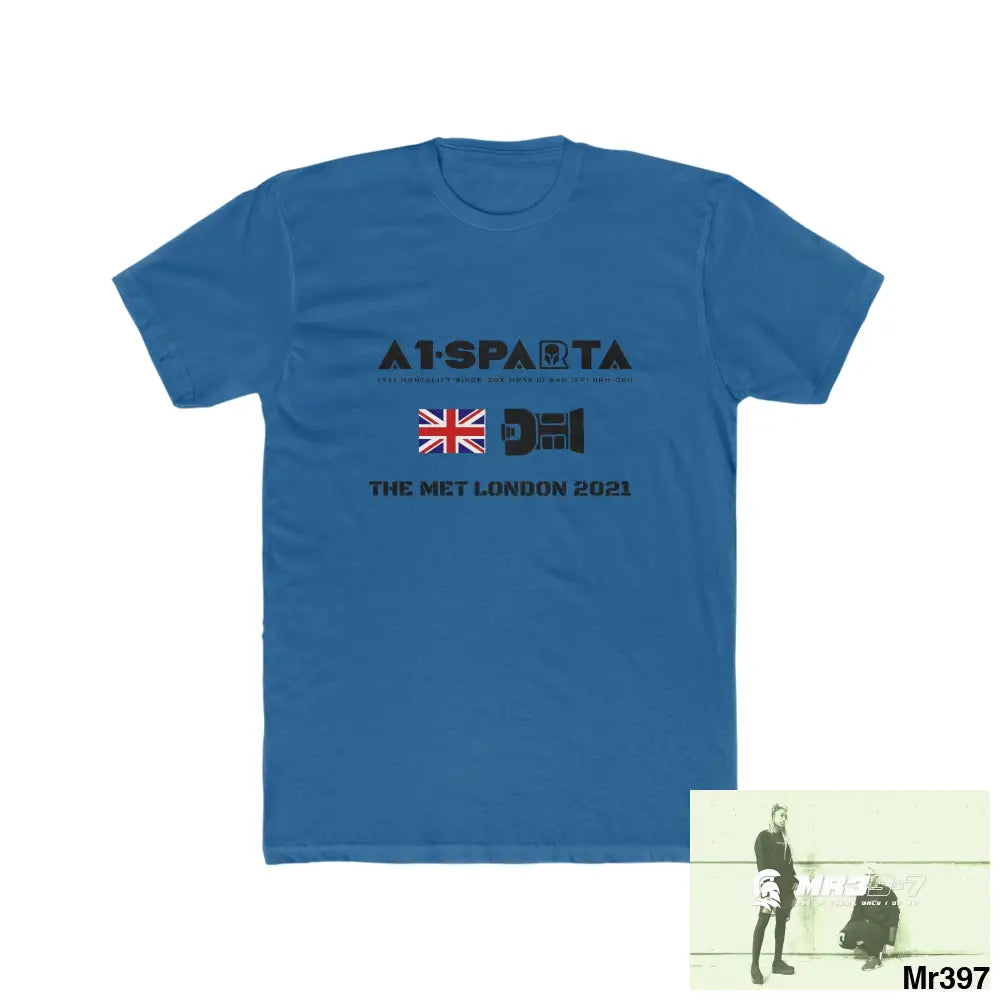 A1-Sparta One flew over the Redwoods Centre - Men’s Cotton Crew Tee Solid Cool Blue / S T-Shirt
