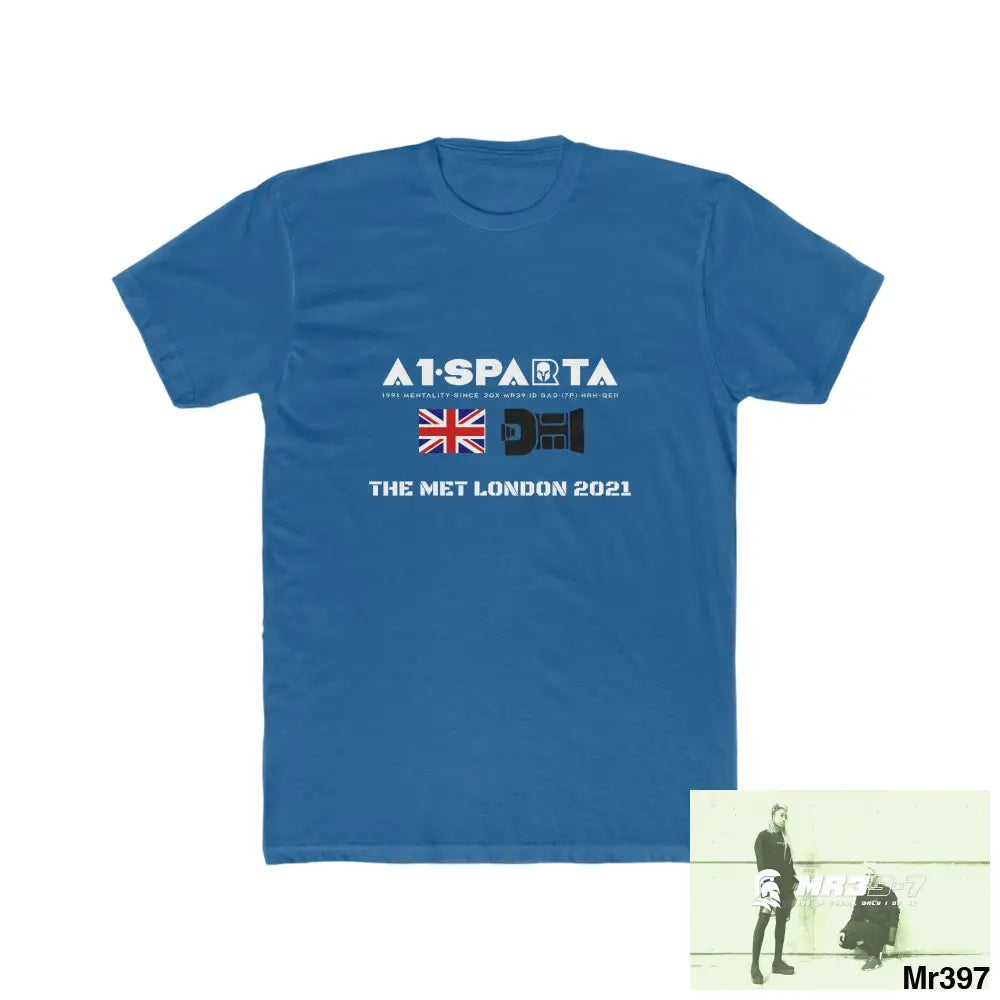 A1-Sparta One flew over the Redwoods Centre - Men’s Cotton Crew Tee Solid Cool Blue / S T-Shirt