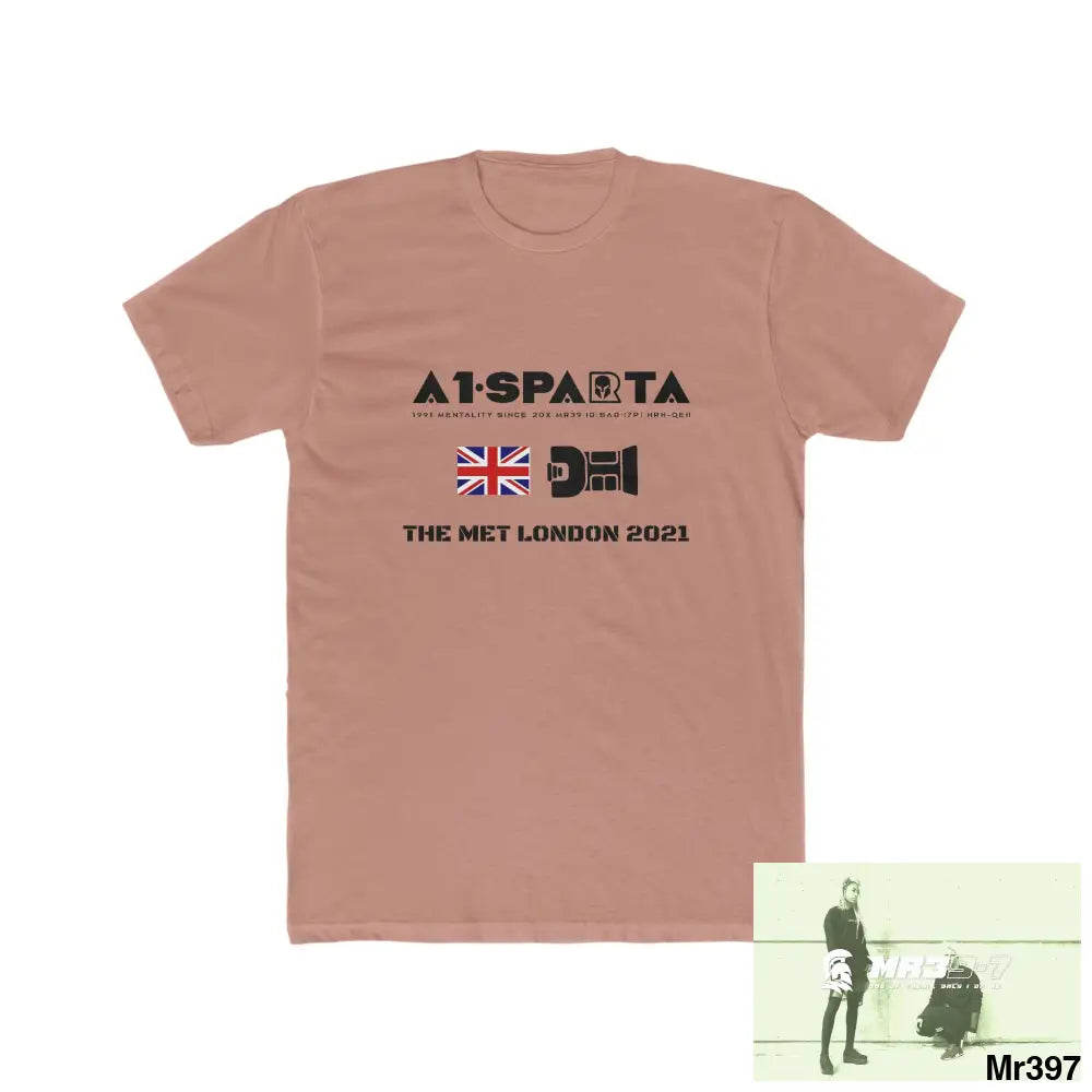 A1-Sparta One flew over the Redwoods Centre - Men’s Cotton Crew Tee Solid Desert Pink / S T-Shirt