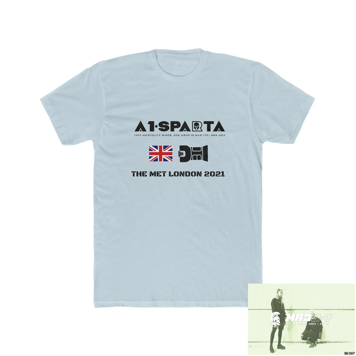A1-Sparta One flew over the Redwoods Centre - Men’s Cotton Crew Tee Solid Light Blue / S T-Shirt