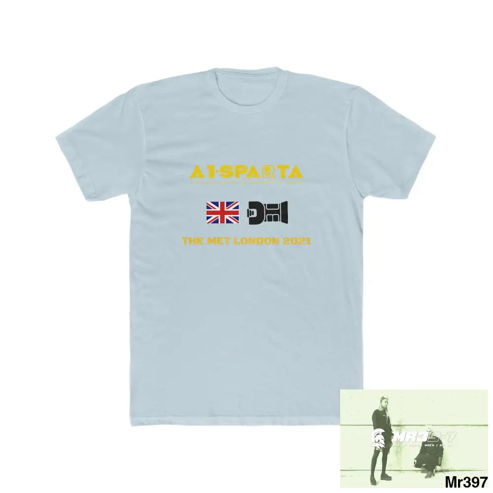 A1-Sparta One flew over the Redwoods Centre - Men’s Cotton Crew Tee Solid Light Blue / S T-Shirt