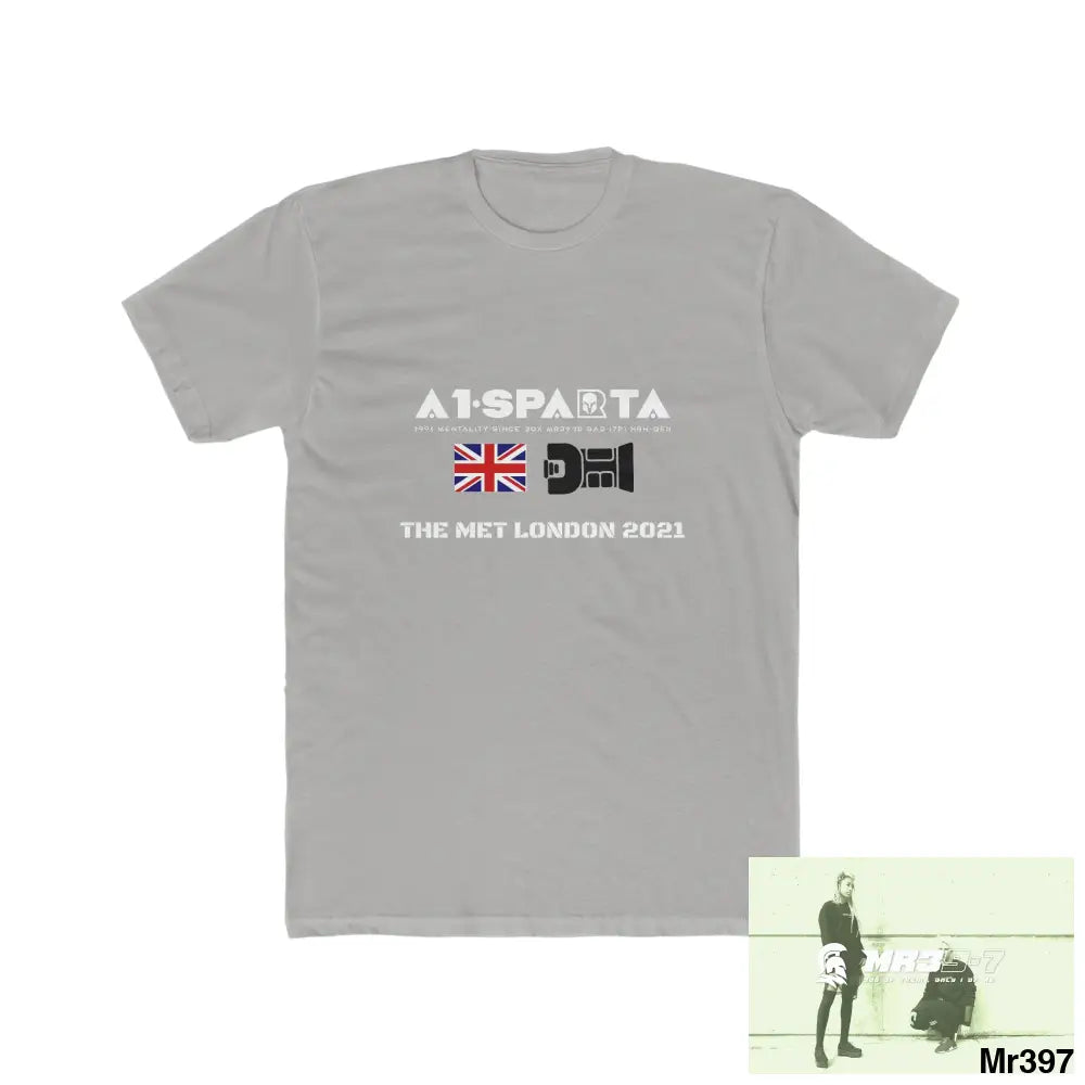 A1-Sparta One flew over the Redwoods Centre - Men’s Cotton Crew Tee Solid Light Grey / S T-Shirt