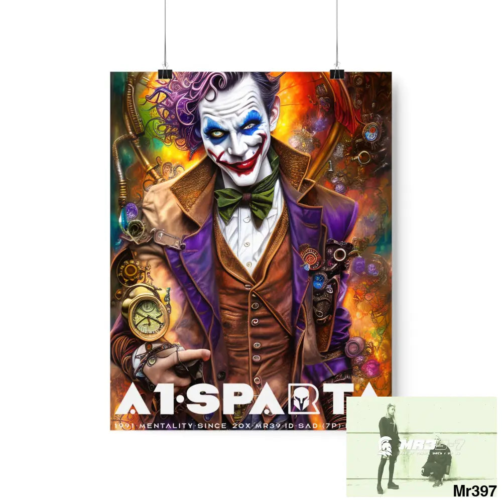 A1.Sparta Steampunk Joker Hearts Tribal Fractal Matte Vertical Posters 11″ x 14″ / Matte Poster