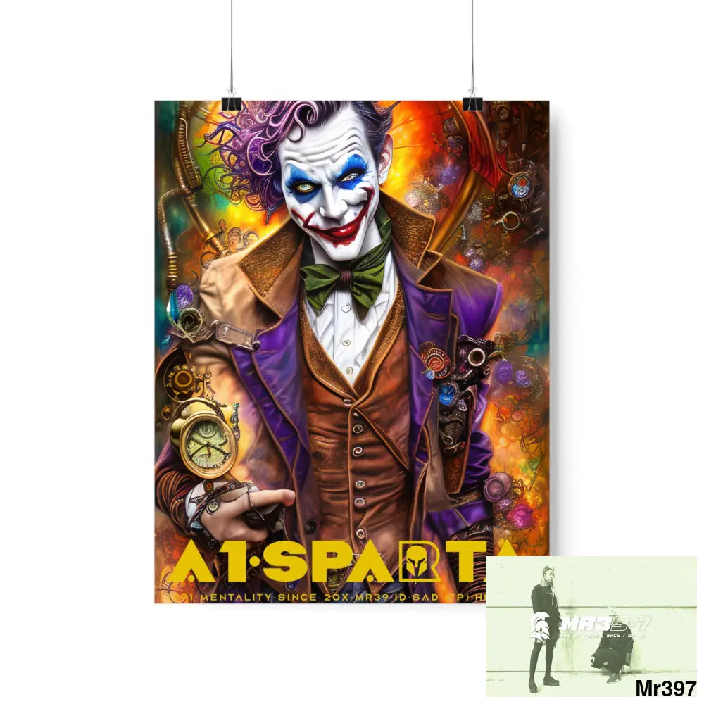 A1.Sparta Steampunk Joker Hearts Tribal Fractal Matte Vertical Posters 11″ x 14″ / Matte Poster