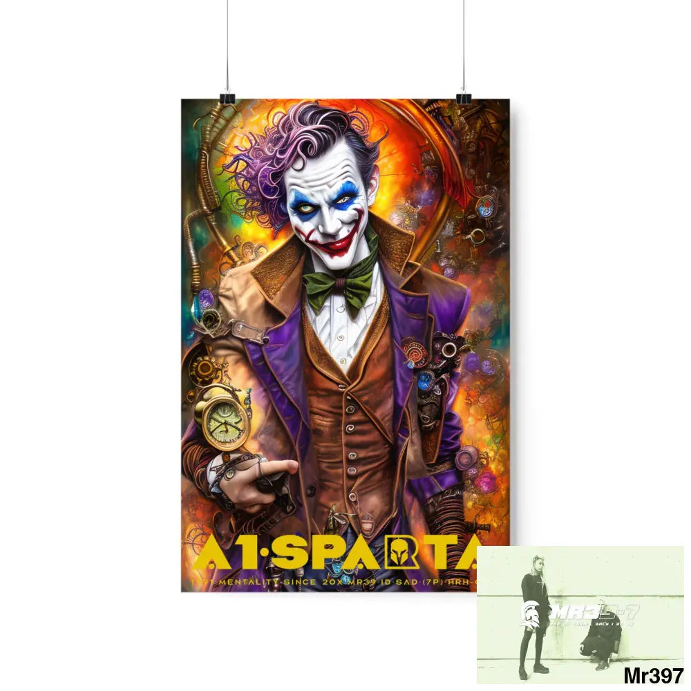 A1.Sparta Steampunk Joker Hearts Tribal Fractal Matte Vertical Posters 12″ x 18″ / Matte Poster