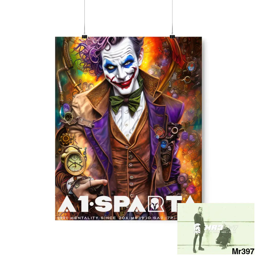 A1.Sparta Steampunk Joker Hearts Tribal Fractal Matte Vertical Posters 16″ x 20″ / Matte Poster