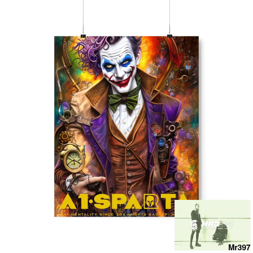 A1.Sparta Steampunk Joker Hearts Tribal Fractal Matte Vertical Posters 16″ x 20″ / Matte Poster