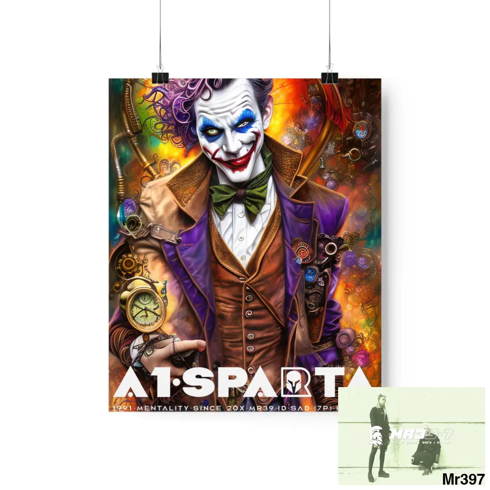 A1.Sparta Steampunk Joker Hearts Tribal Fractal Matte Vertical Posters 9’’ x 11’’ / Matte Poster