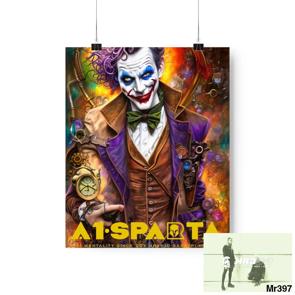 A1.Sparta Steampunk Joker Hearts Tribal Fractal Matte Vertical Posters 9’’ x 11’’ / Matte Poster
