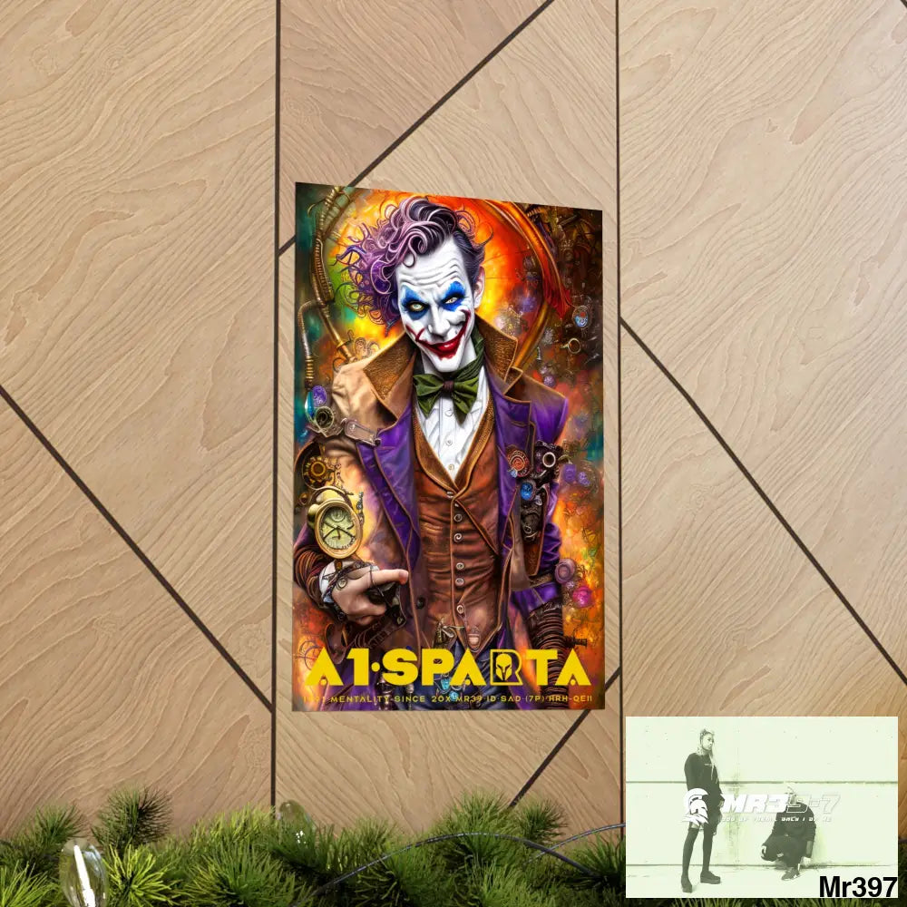 A1.Sparta Steampunk Joker Hearts Tribal Fractal Matte Vertical Posters Poster