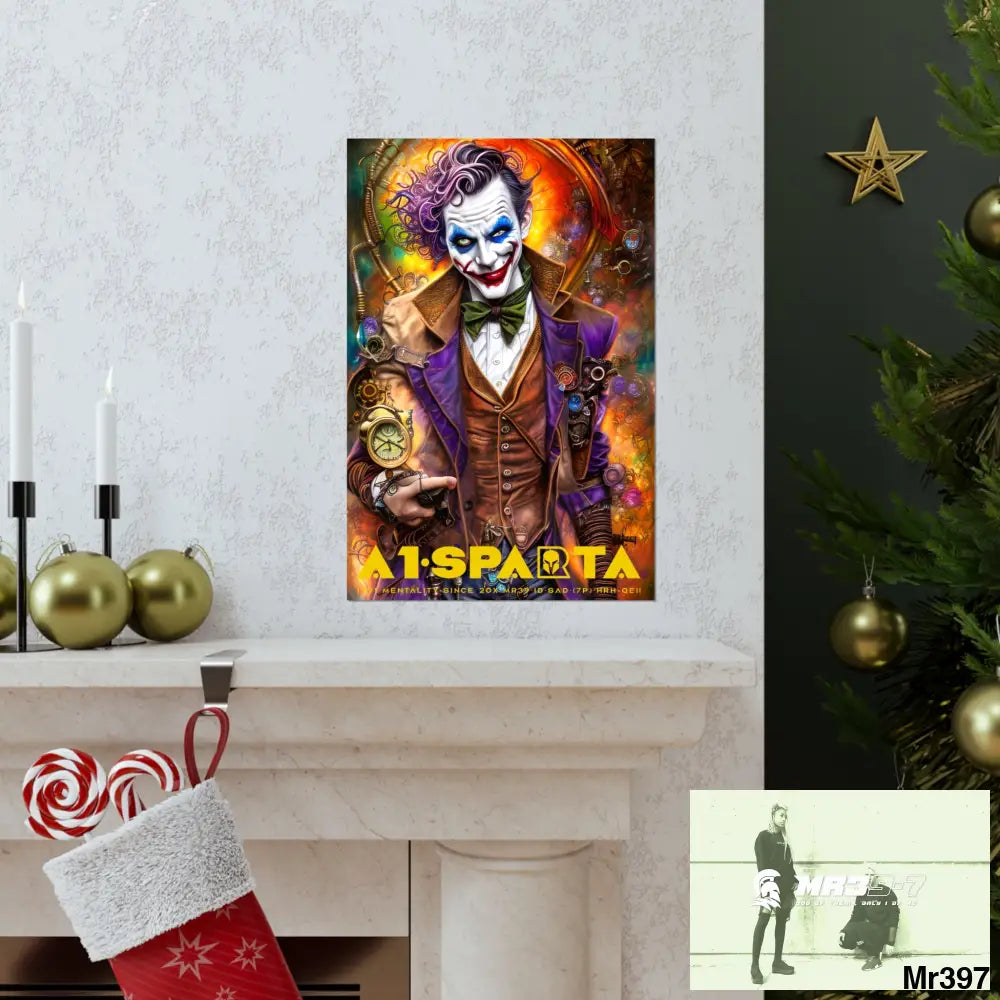 A1.Sparta Steampunk Joker Hearts Tribal Fractal Matte Vertical Posters Poster
