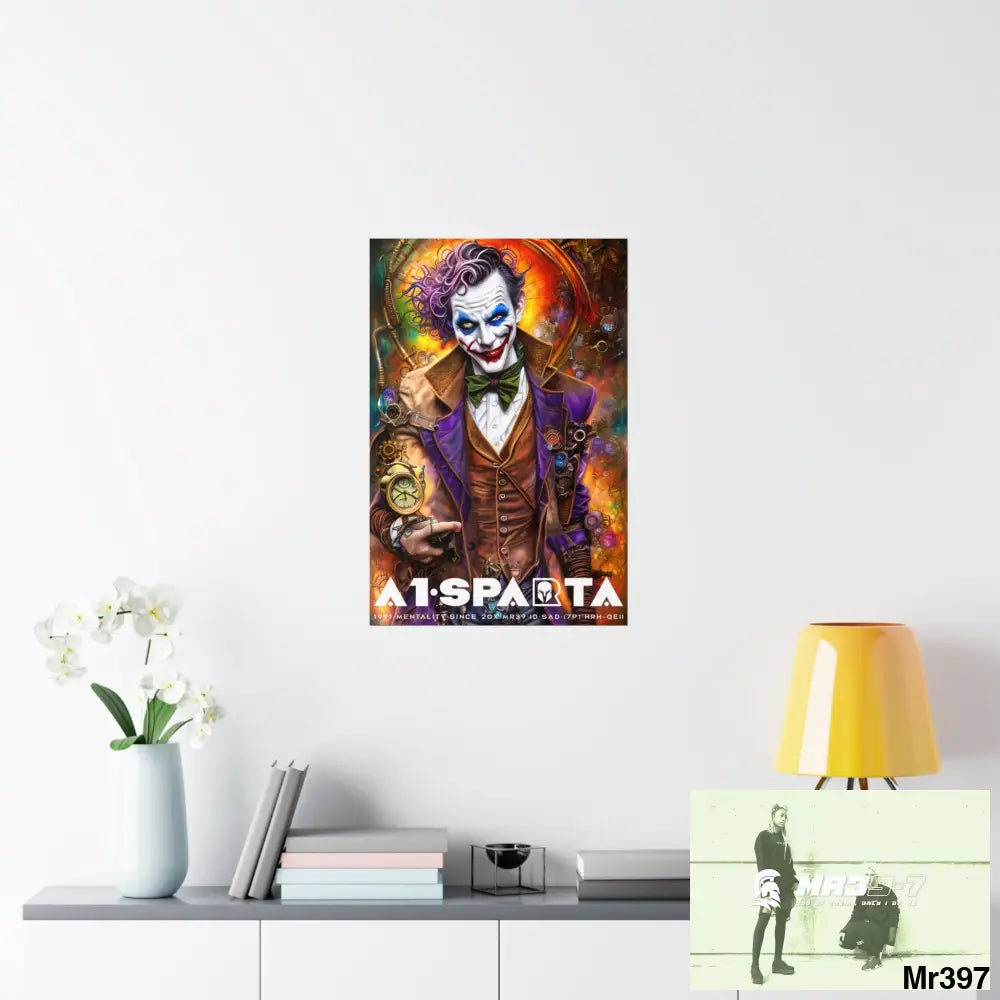 A1.Sparta Steampunk Joker Hearts Tribal Fractal Matte Vertical Posters Poster
