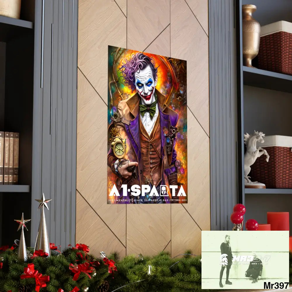 A1.Sparta Steampunk Joker Hearts Tribal Fractal Matte Vertical Posters Poster