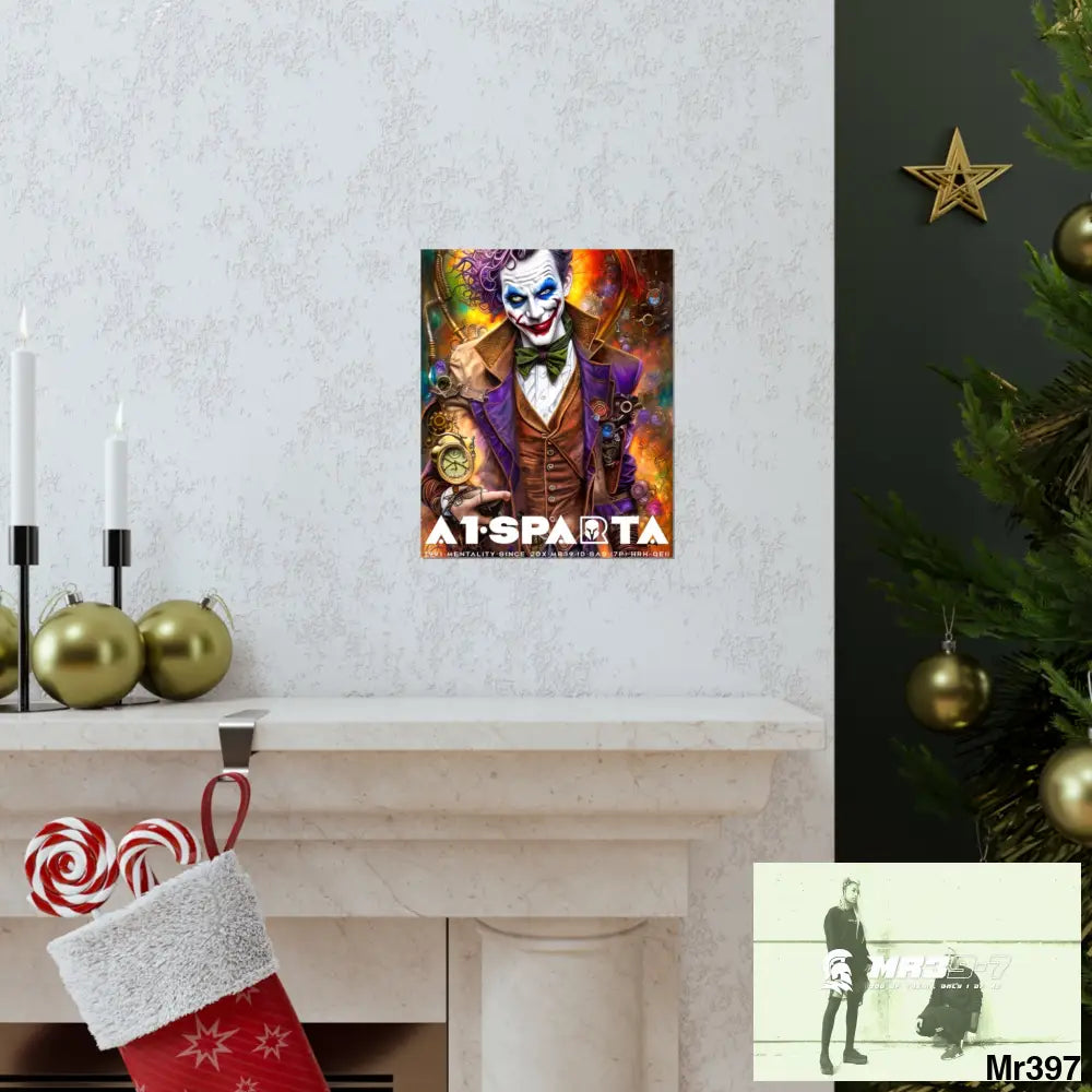 A1.Sparta Steampunk Joker Hearts Tribal Fractal Matte Vertical Posters Poster