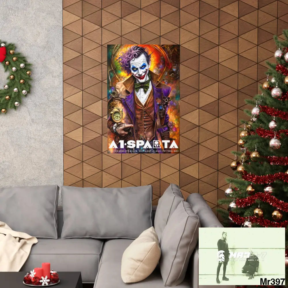 A1.Sparta Steampunk Joker Hearts Tribal Fractal Matte Vertical Posters Poster