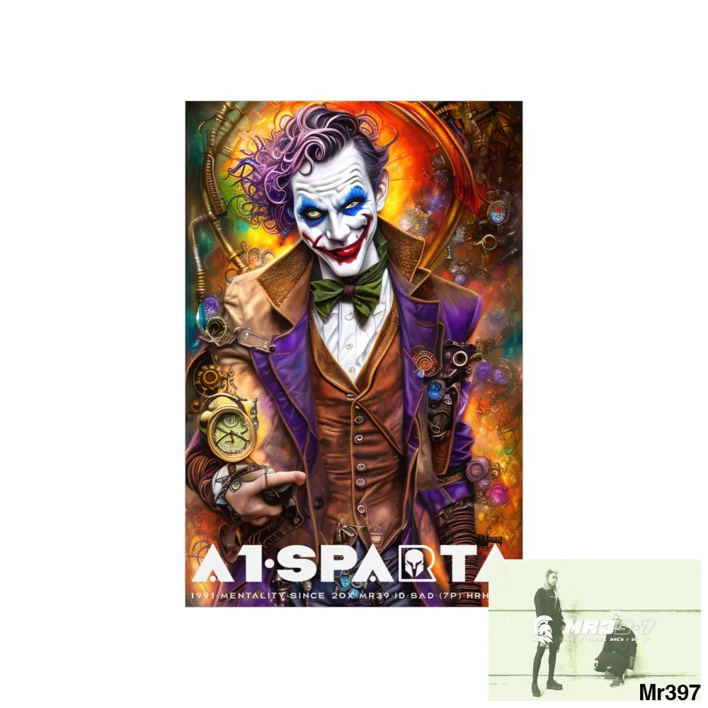 A1.Sparta Steampunk Joker Hearts Tribal Fractal Matte Vertical Posters Poster