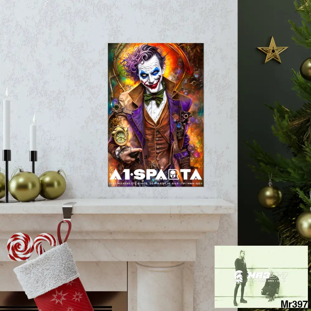 A1.Sparta Steampunk Joker Hearts Tribal Fractal Matte Vertical Posters Poster