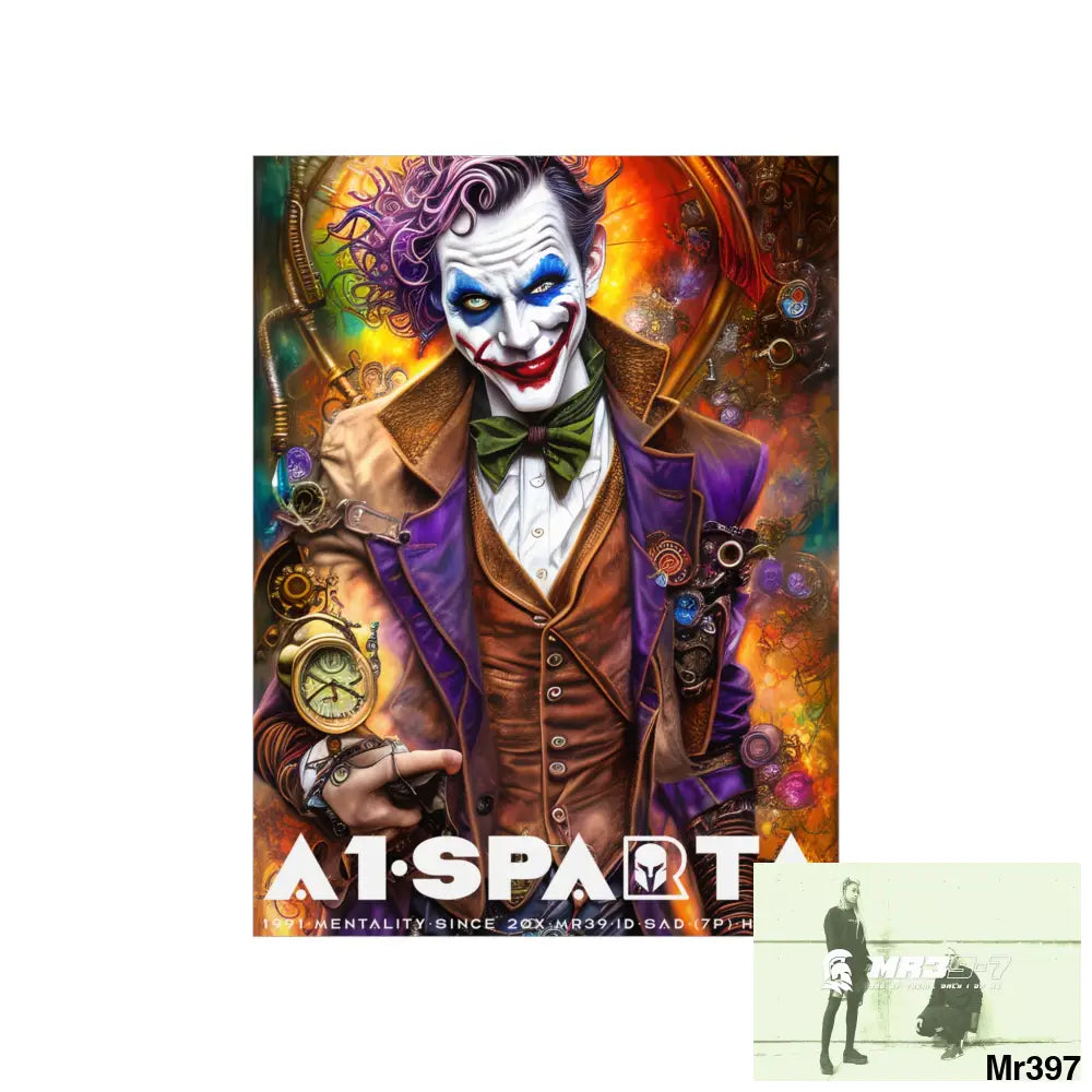 A1.Sparta Steampunk Joker Hearts Tribal Fractal Matte Vertical Posters Poster