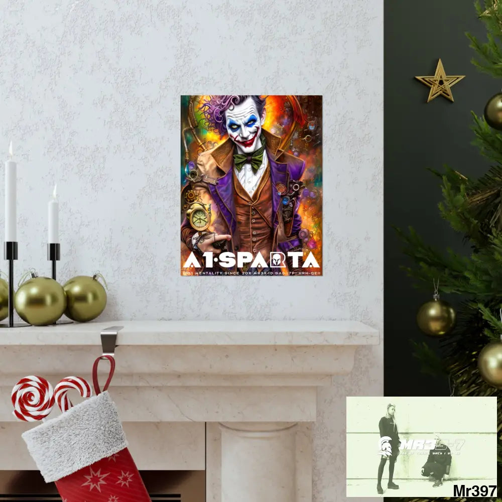A1.Sparta Steampunk Joker Hearts Tribal Fractal Matte Vertical Posters Poster