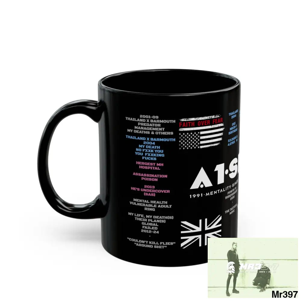 A1-Sparta Tactical 11oz Black Mug GB / Thailand/ Bermo /UK/KenyaThai Link up MH Assassination X-City Mental Health VAR