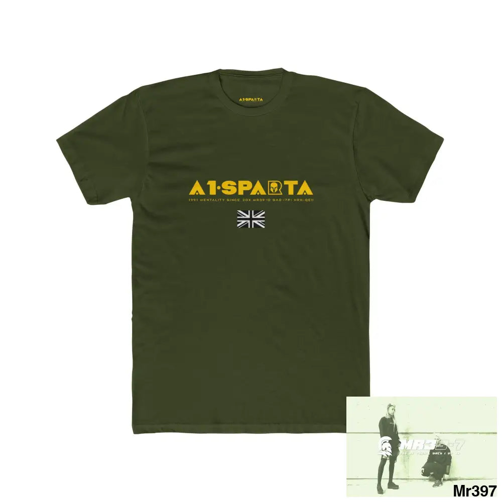 A1-Sparta Tactical GB 2012 My work Colwyn Bay to and from Men’s Cotton Crew Tee Solid Military Green / XS T-Shirt