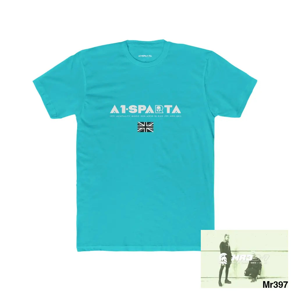A1-Sparta Tactical GB 2012 My work Colwyn Bay to and From Men’s Cotton Crew Tee Solid Tahiti Blue / S T-Shirt