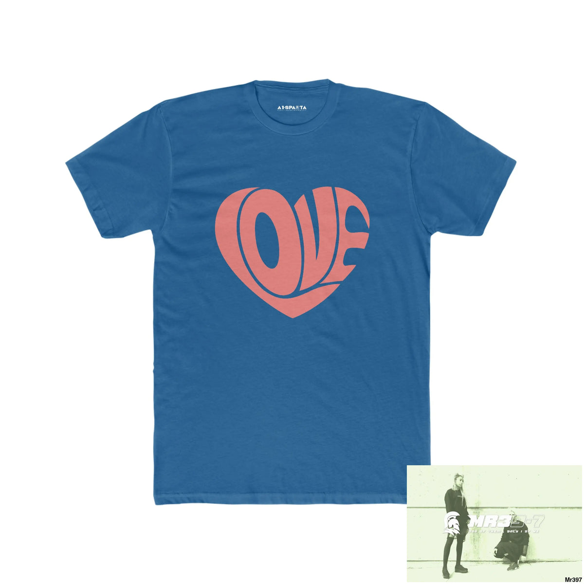 A1•Sparta Tactical Love Men’s Cotton Crew Tee Solid Cool Blue / S T-Shirt