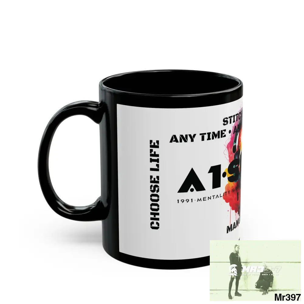 A1•Sparta Tear Drop Stitches & Steel ATAPAW Choose Life Manuka Honey Coffee 11oz Black Mug 11oz Mug