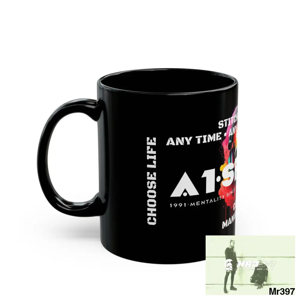 A1•Sparta Tear Drop Stitches & Steel ATAPAW Choose Life Manuka Honey Coffee 11oz Black Mug 11oz Mug