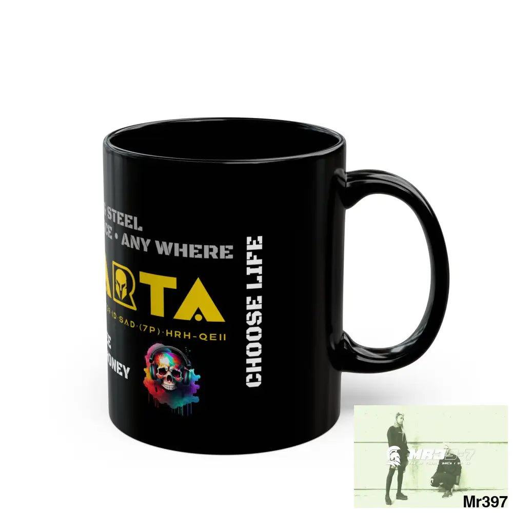 A1•Sparta Tear Drop Stitches & Steel ATAPAW Choose Life Manuka Honey Coffee 11oz Black Mug 11oz Mug