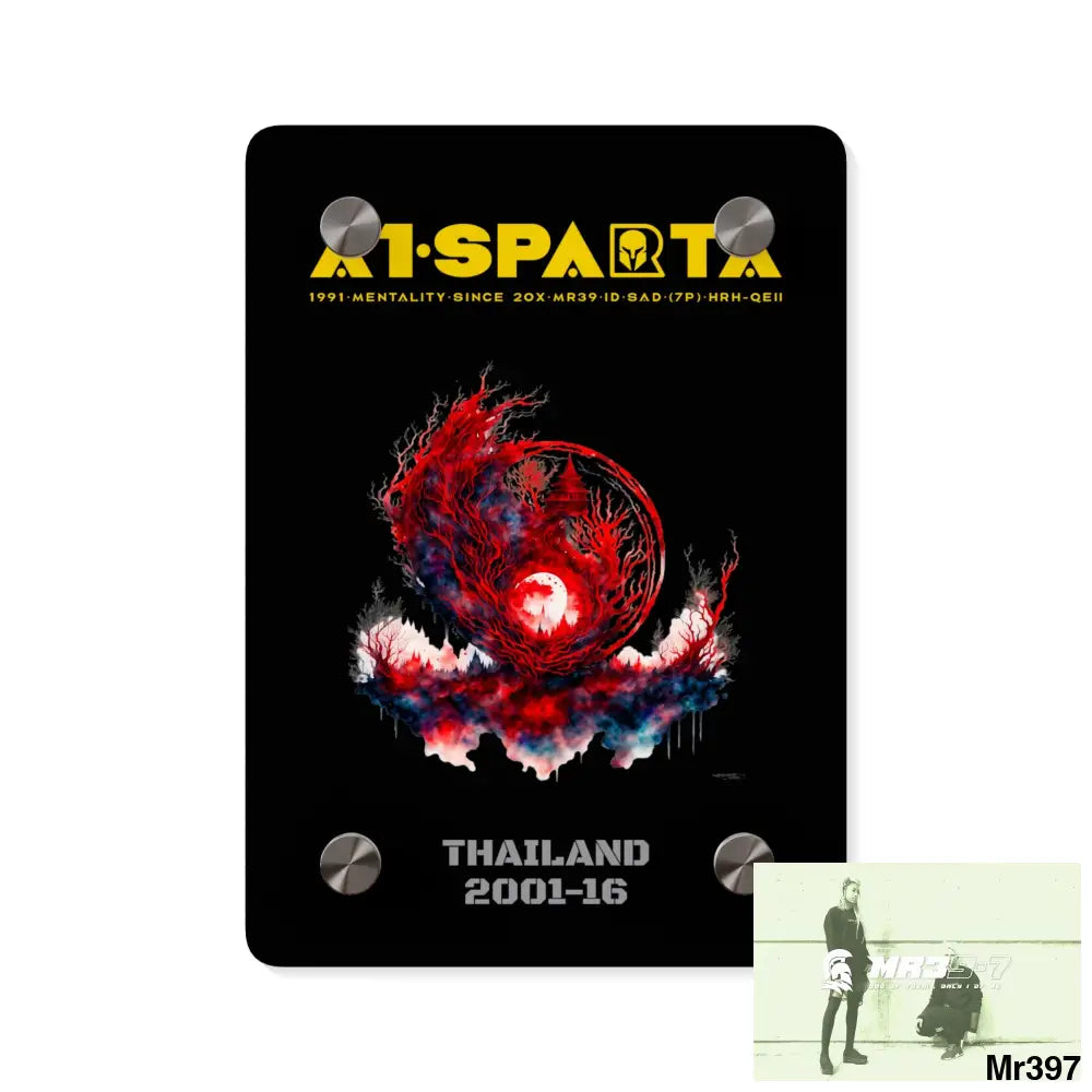 A1-Sparta Thailand 2001-16 Abstract Yin-Yang Symbol in Red and Black Acrylic Wall Art Panels 5’’ x 7’’ (Vertical)