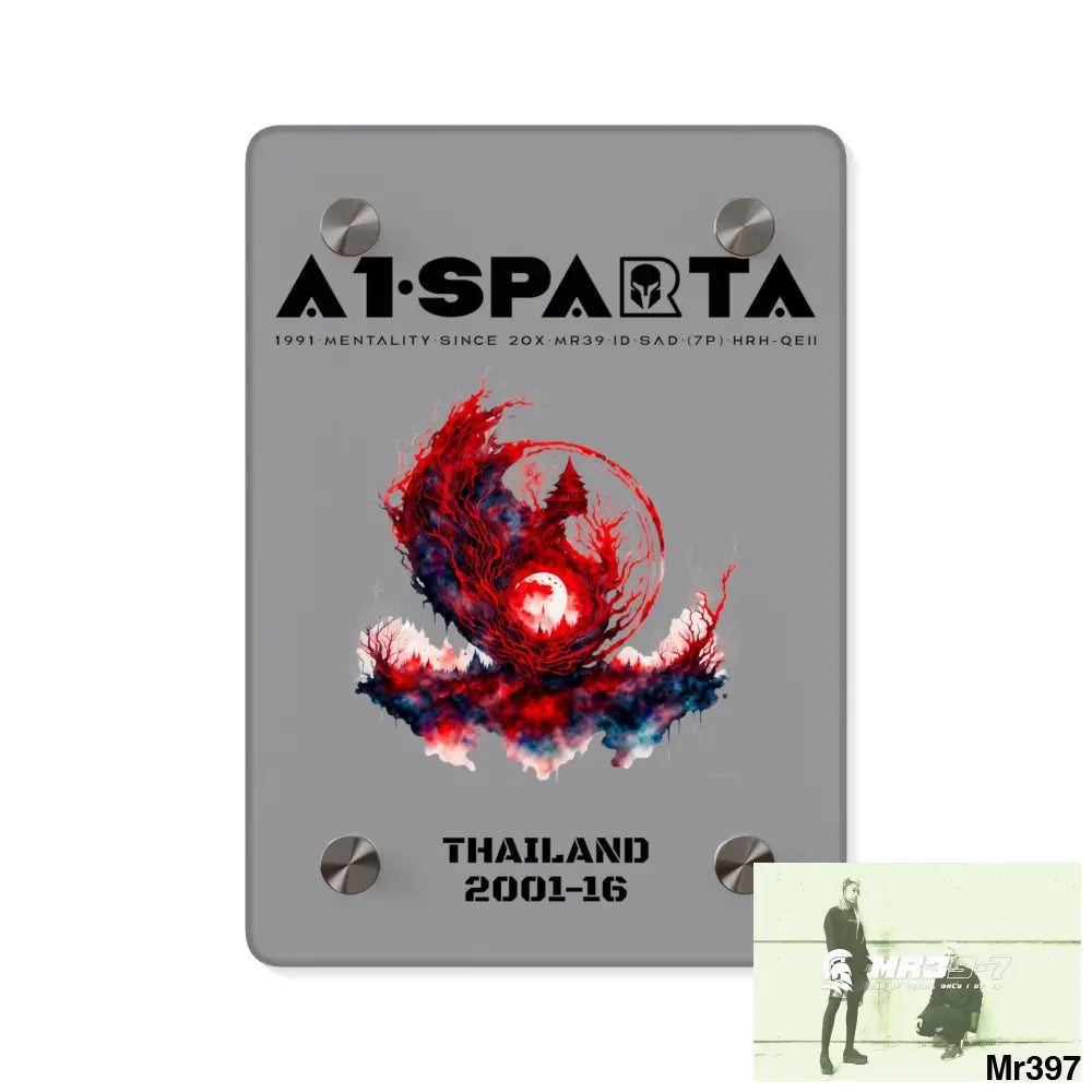 A1-Sparta Thailand 2001-16 Abstract Yin-Yang Symbol in Red and Black- Acrylic Wall Art Panels 5’’ x 7’’ (Vertical)