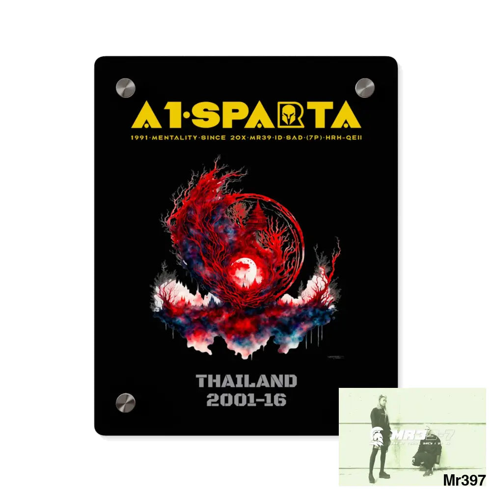 A1-Sparta Thailand 2001-16 Abstract Yin-Yang Symbol in Red and Black Acrylic Wall Art Panels 8″ x 10″ (Vertical)