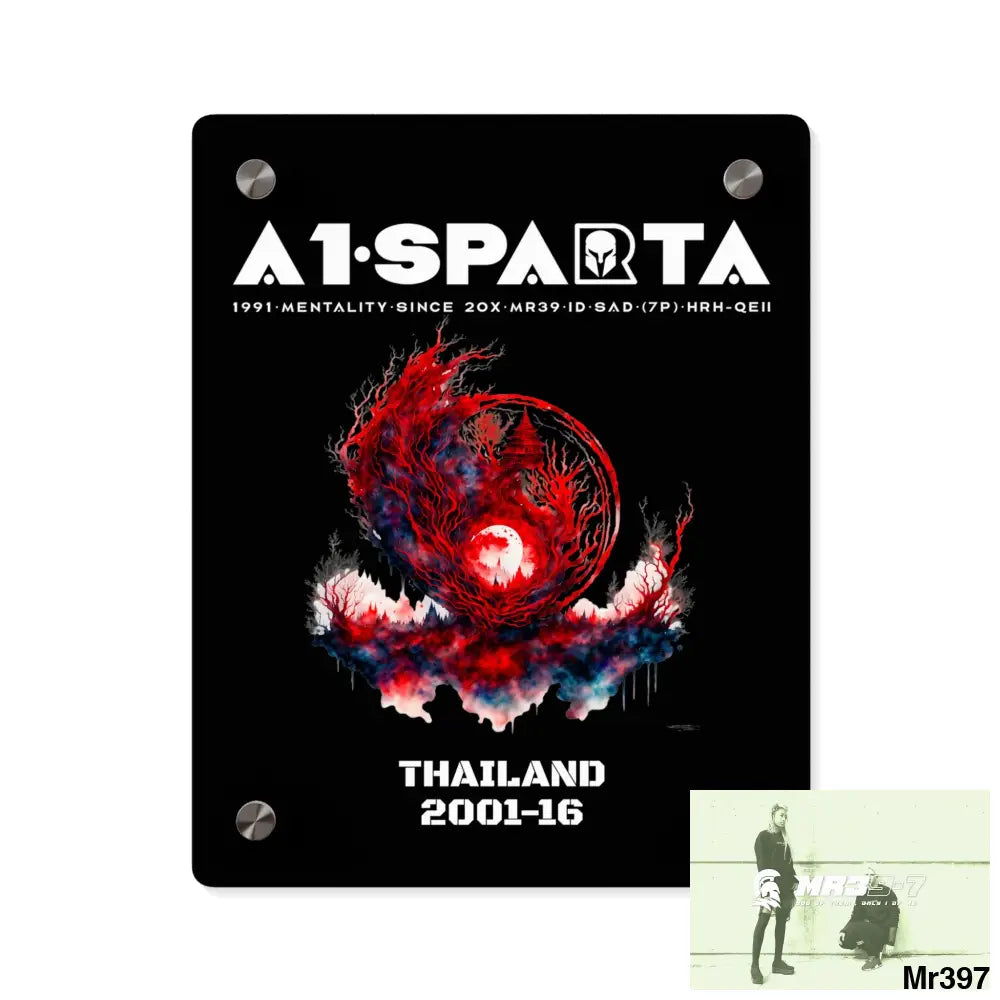 A1-Sparta Thailand 2001-16 Abstract Yin-Yang Symbol in Red and Black Acrylic Wall Art Panels 8″ x 10″ (Vertical)
