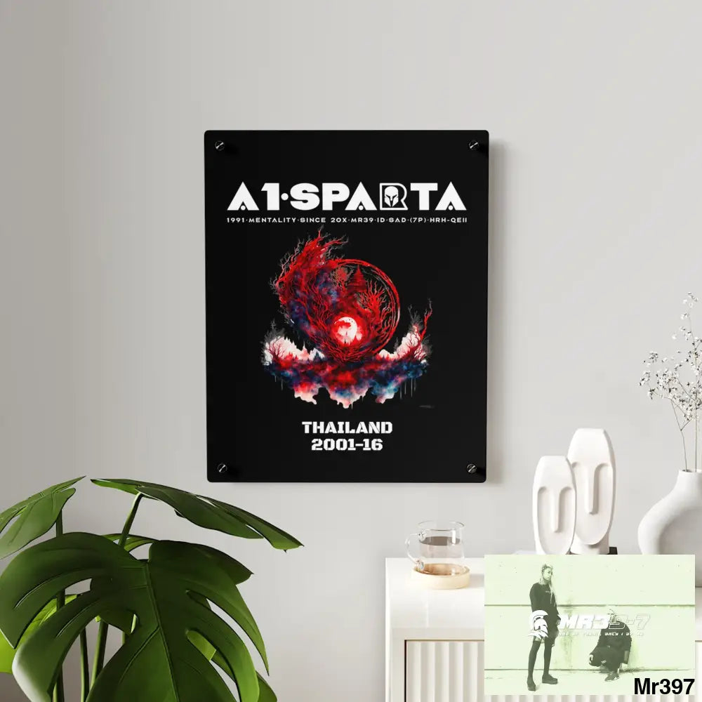 A1-Sparta Thailand 2001-16 Abstract Yin-Yang Symbol in Red and Black Acrylic Wall Art Panels Home Decor