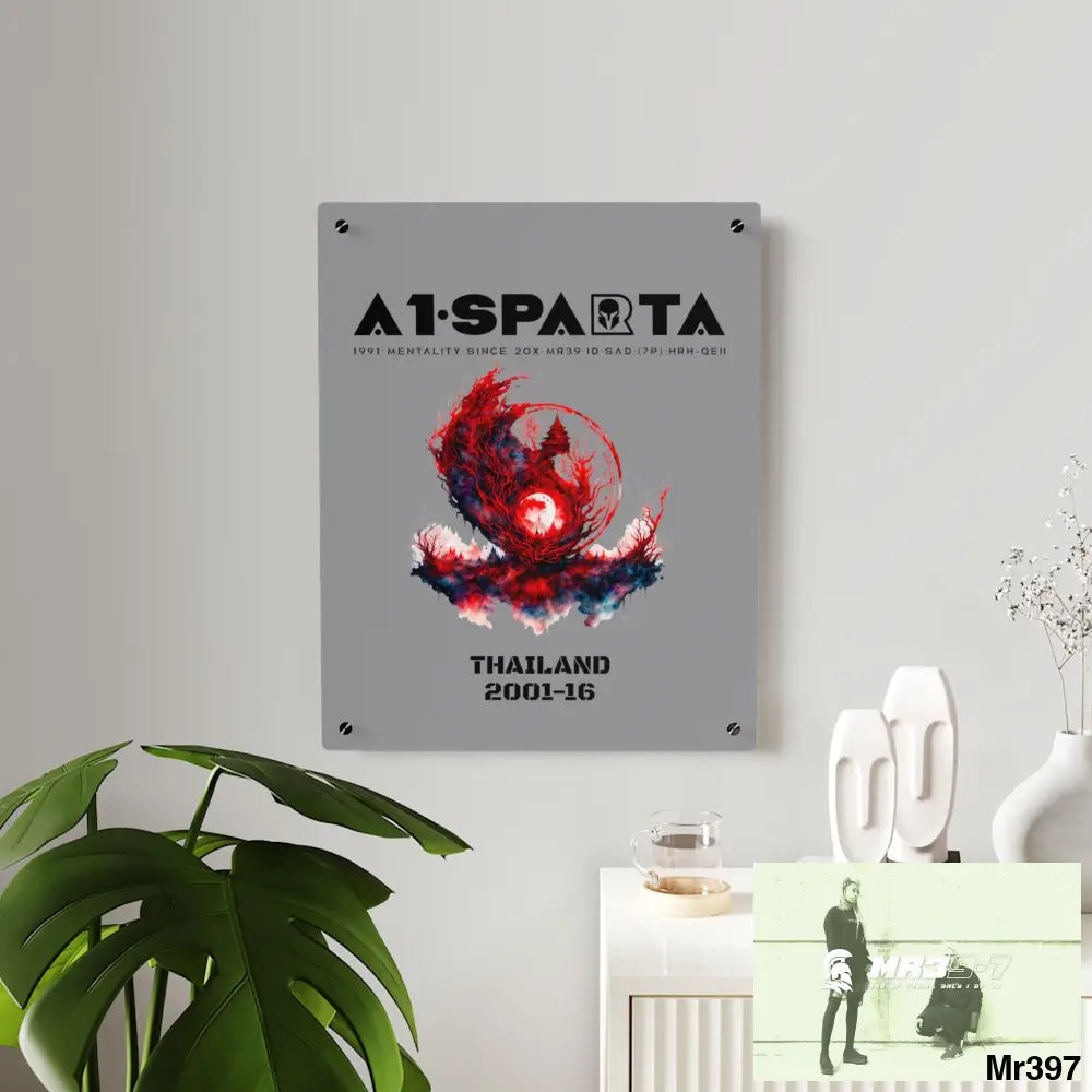 A1-Sparta Thailand 2001-16 Abstract Yin-Yang Symbol in Red and Black- Acrylic Wall Art Panels Home Decor
