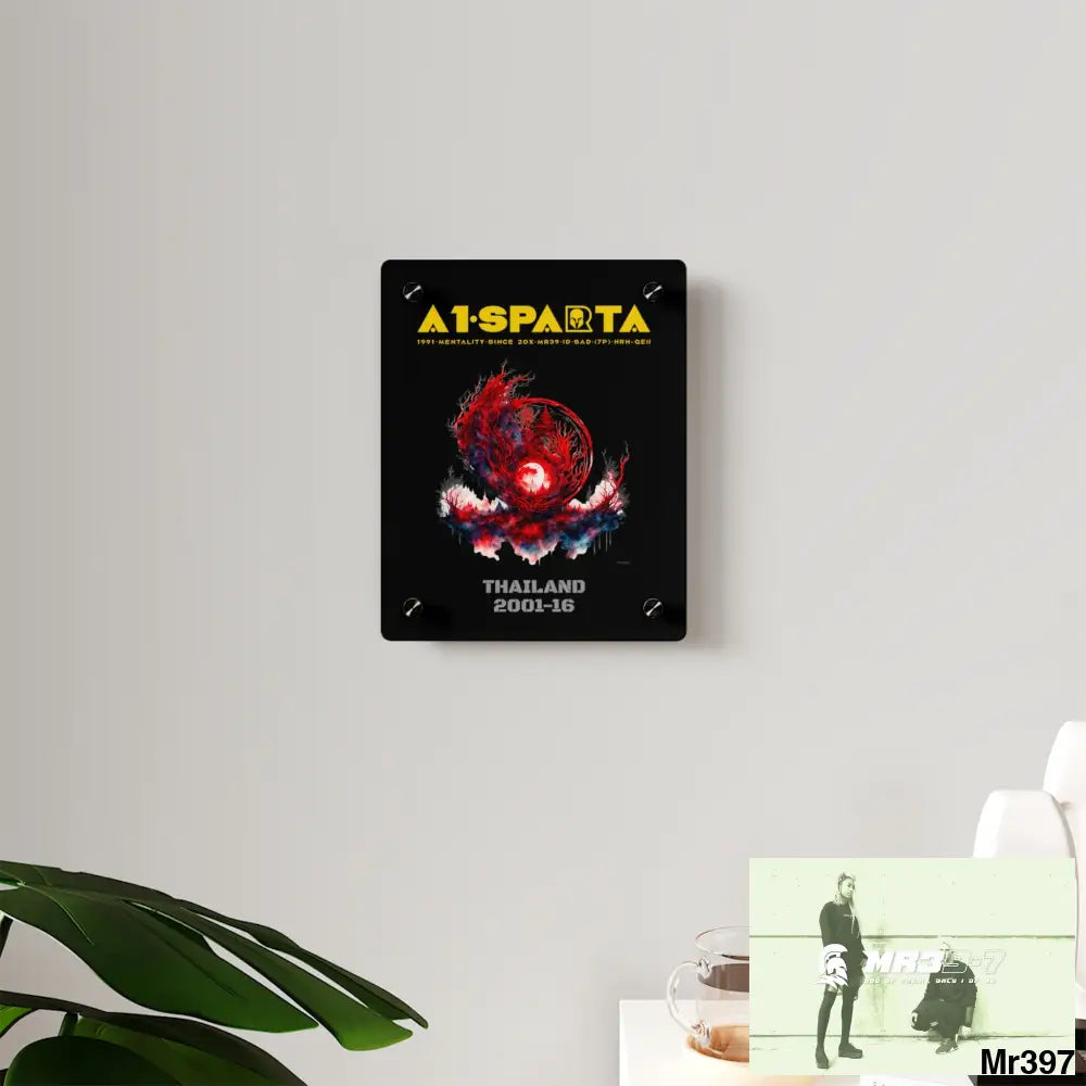 A1-Sparta Thailand 2001-16 Abstract Yin-Yang Symbol in Red and Black Acrylic Wall Art Panels Home Decor