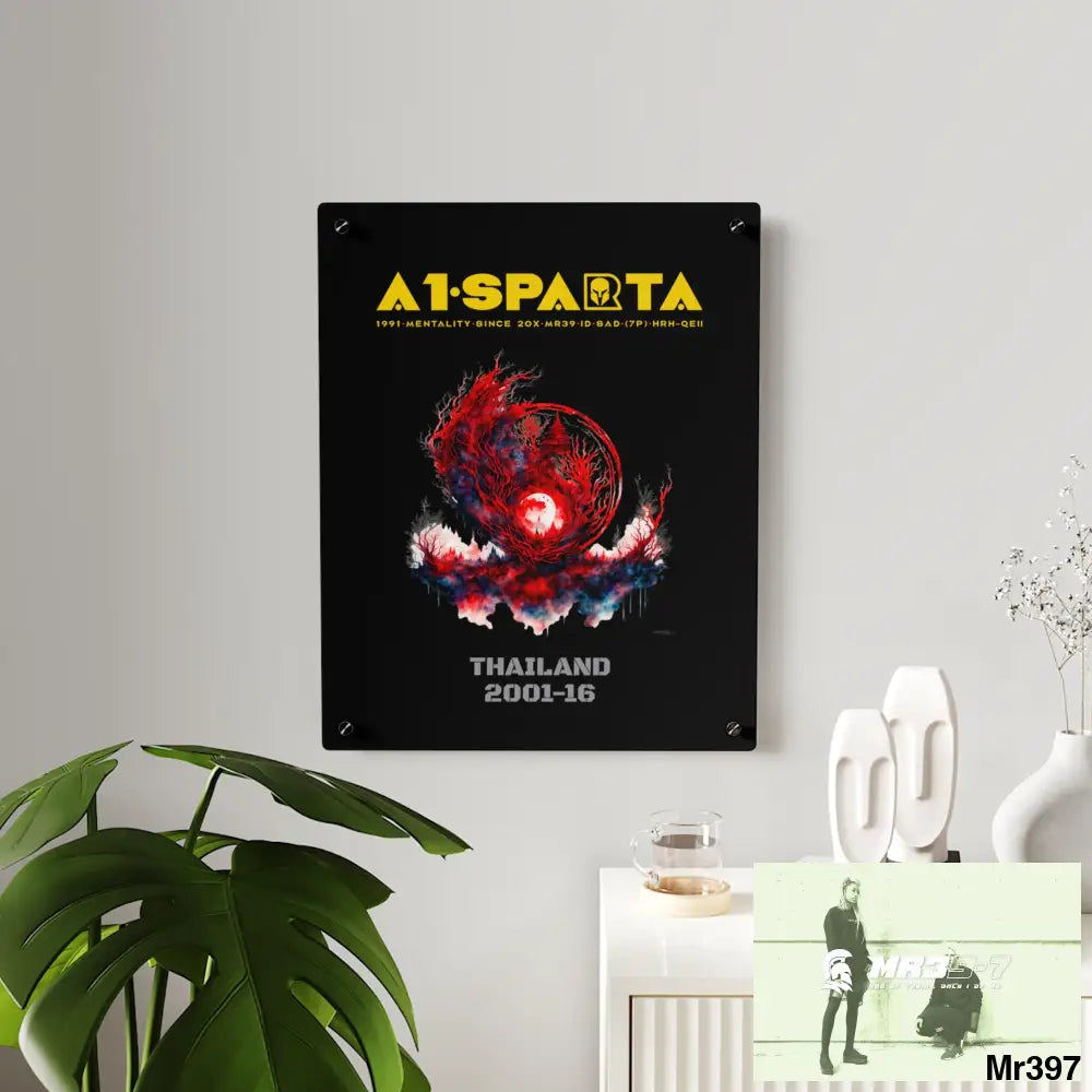 A1-Sparta Thailand 2001-16 Abstract Yin-Yang Symbol in Red and Black Acrylic Wall Art Panels Home Decor